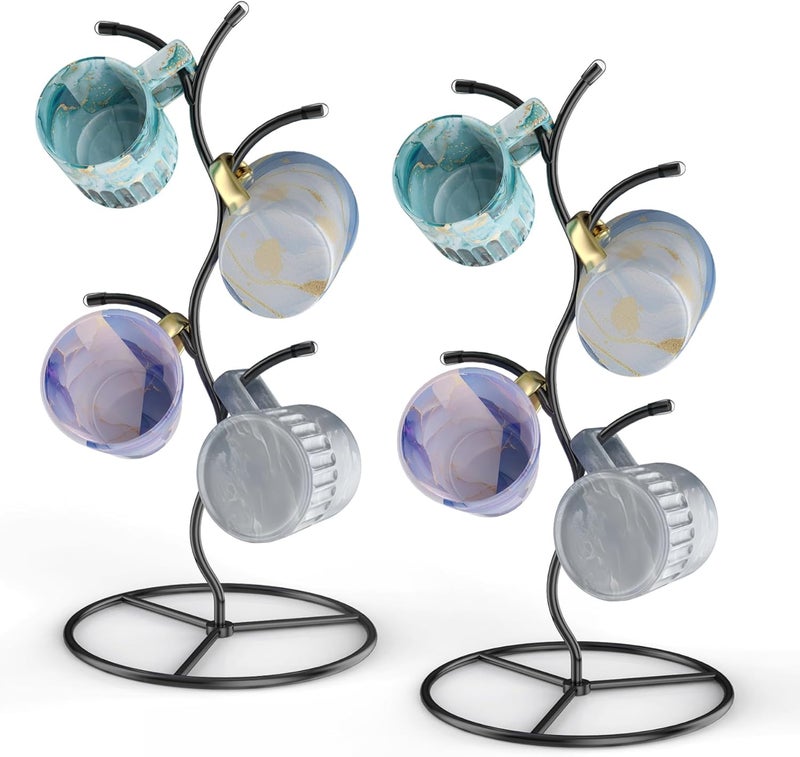 Beesini 2 Pack Mug Holder, Metal Coffee Mug Holders Tree, Decorative Mug Rack, Mug Cup Tree for Kitchen Decor Organizer, Black - Image 1